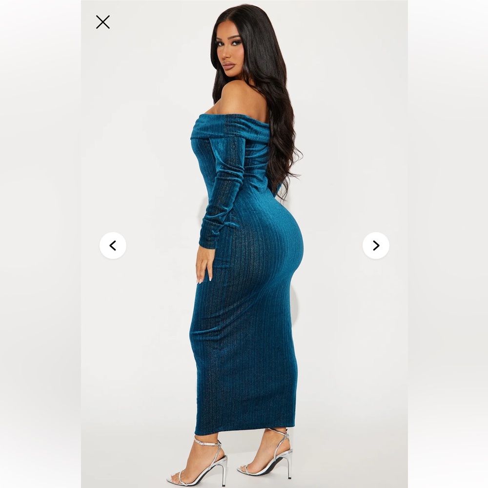 Fashion Nova Teal Long Sleeve Dress - Picture 3 of 8